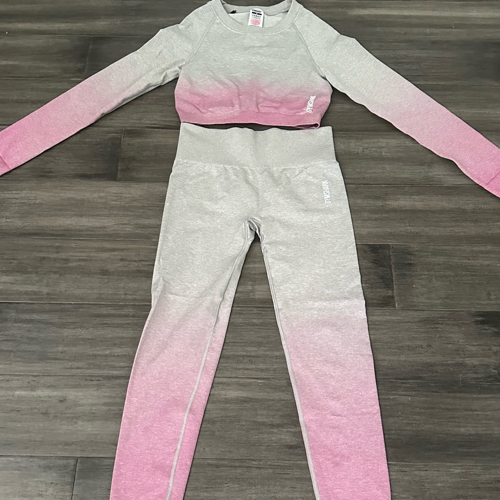 Pink and Grey Gymshark Workout Set